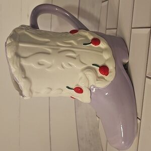 Purple Boot-Shaped Mug with Cherry Design